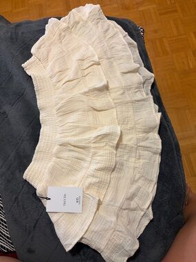 Tiered Ruffle Mini Skirt in Cream with Smocked Waist